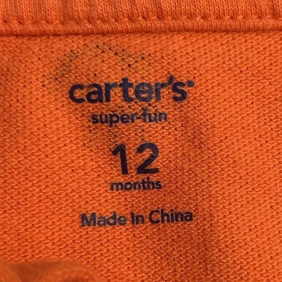 🍭carters baby boy 12 months Monkey Print Orange All In One Polo C2-001 - Picture 4 of 5